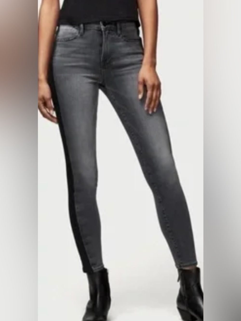 FRAME Le High Skinny Jeans Flashback Gray Side Stripe 26